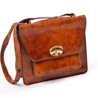 Leren vintage handtas / schoudertas