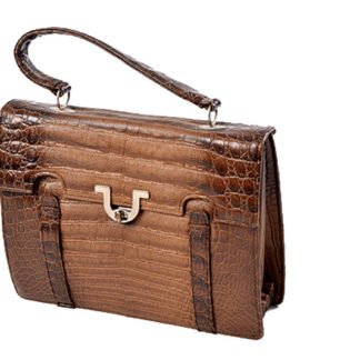 Vintage faux - krokodillenleren handtas