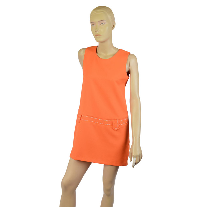 regenval Leeg de prullenbak Schema Oranje sixties vintage mini jurk maat S 36 – Vintage Fox